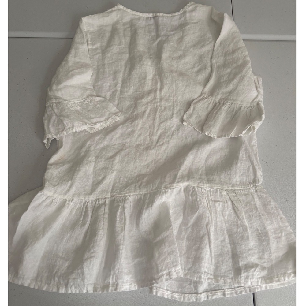 Francesca Bettini Italy White Linen Lace Boho Tunic Peplum Blouse Top Medium xx - Picture 5 of 7